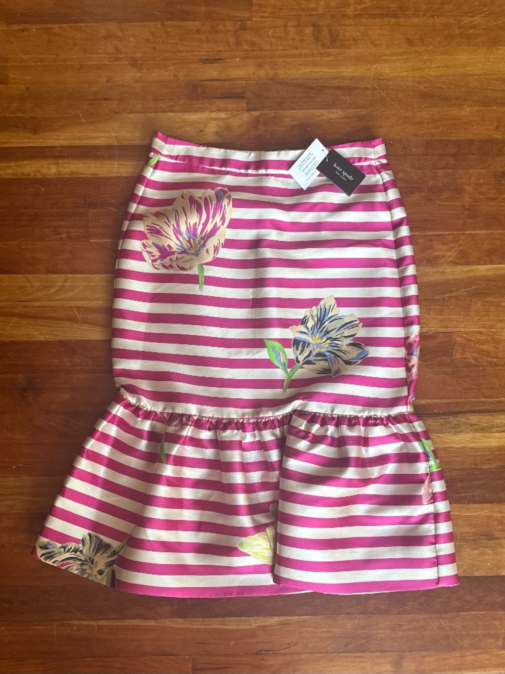 Kate Spade New York Tulip Stripe Midi Skirt with Ruffle